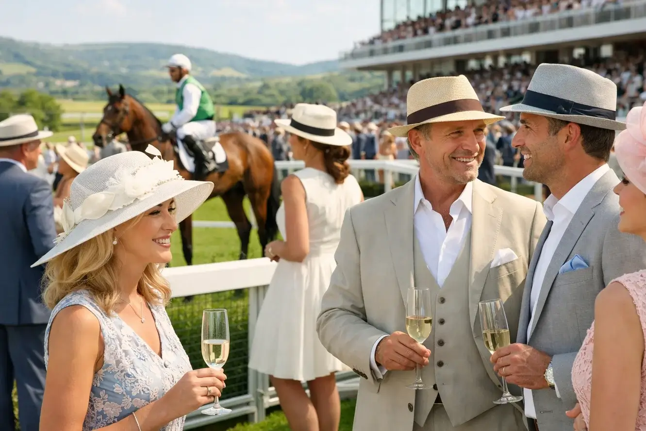 Elegante Besucher auf der Rennbahn Baden-Baden Iffezheim