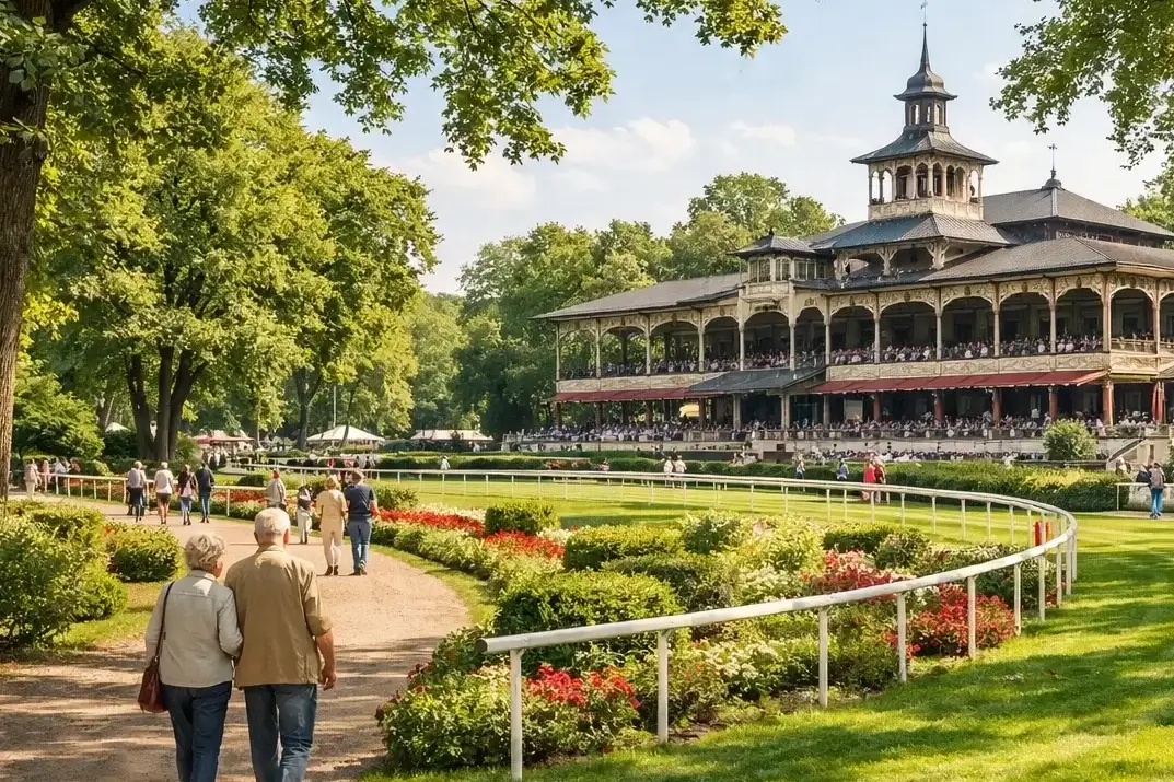 Parkähnliche Atmosphäre der Rennbahn Berlin-Hoppegarten