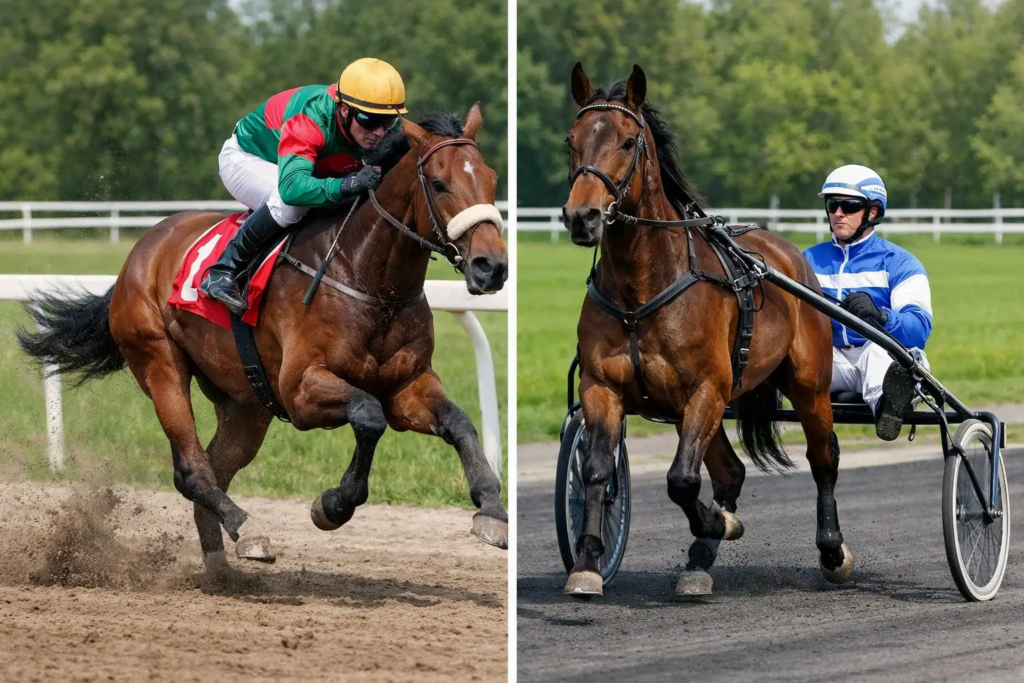 Vergleich zwischen Galopprennen und Trabrennen mit Sulky