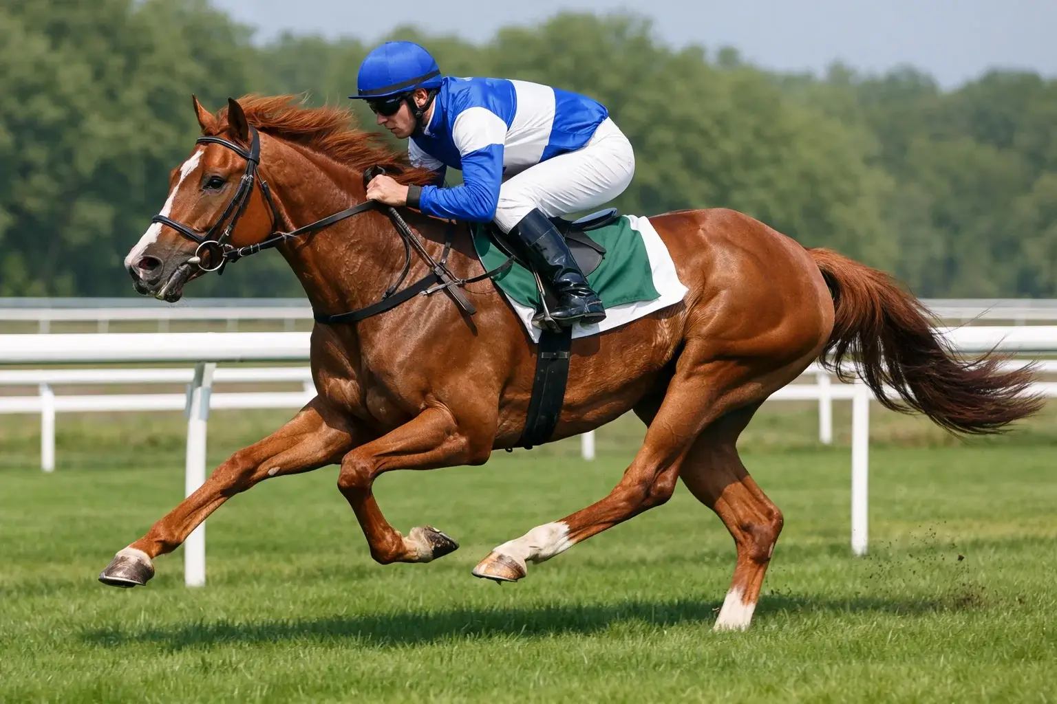 Jockey auf Rennpferd während eines Galopprennen