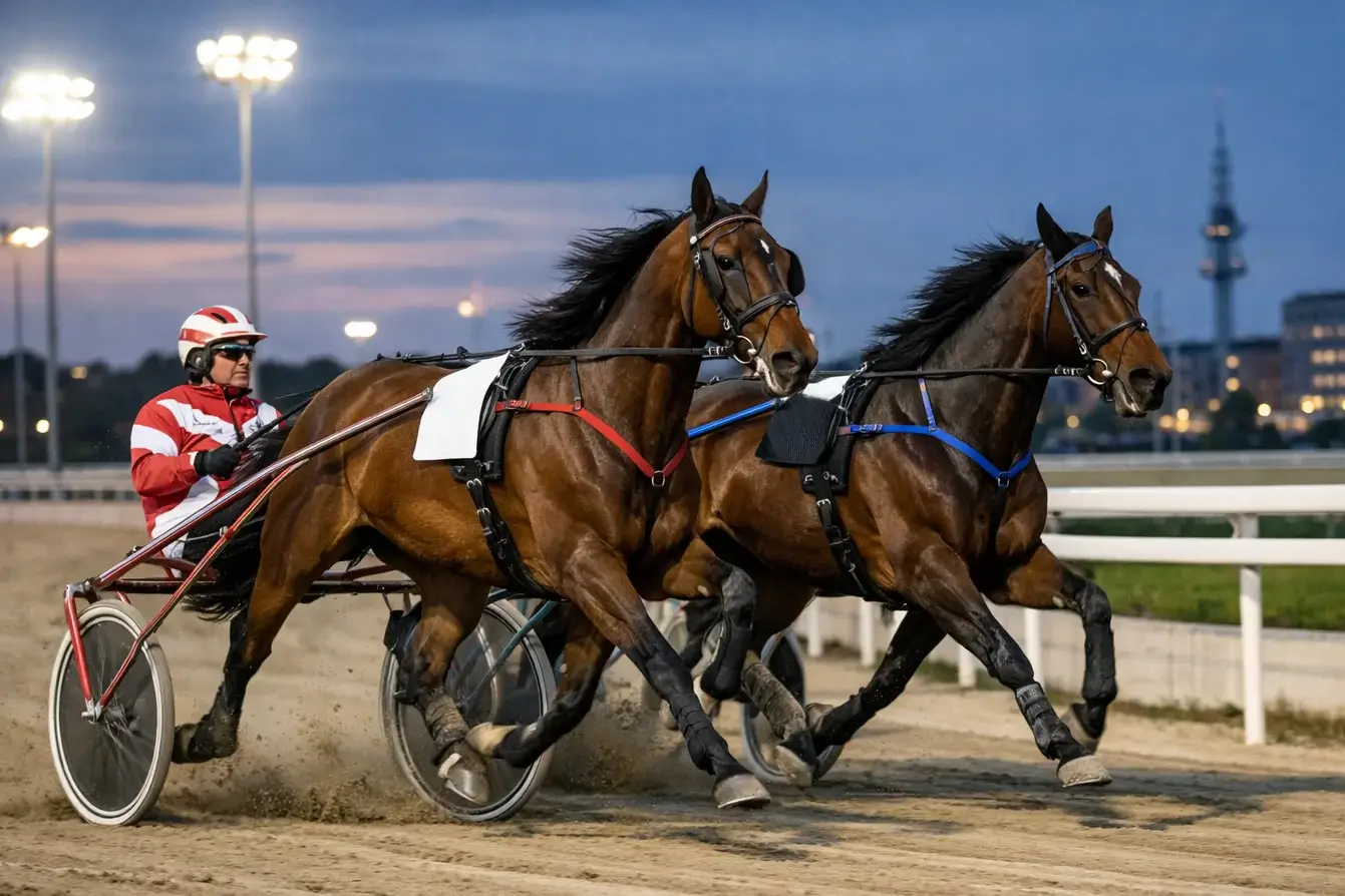 Trabrennen mit Sulky auf der Sandbahn Berlin-Mariendorf